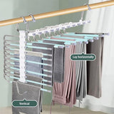 Trouser Hanger, Trouser Hanger, Space-Saving, Stainless Steel, Extendable, Space-saving, Horizontal and Vertical Hanging Methods, for Trousers, Jeans, Scarves, Belts, Ties (9 in 1)