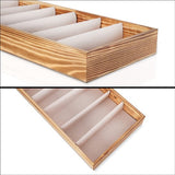 Kurtzy Houten Zonnebril Display Organizer Doos - 7 Compartimenten voor 7 Brillen - 7 Slots voor Zonnebrillen, Oogmode en Brillen - Bruin/Natuurlijk Unisex Zonnebril Kast