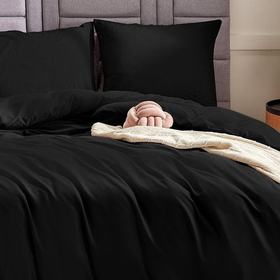 Dekbedovertrek 220 x 240 cm met 2 kussenslopen 65 x 65 cm, beddengoed voor tweepersoonsbed 200 x 200 cm, met ritssluiting, dekbedovertrek van microvezel, wit, 260 x 240 cm, 240 x 260 cm