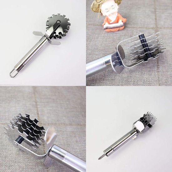 Vleesteker vleessteker vleessnijder roestvrij staal vleessnijder 5 ronde vleesrollen zacht keukengereedschap voor kip steak tenderizer naalden roller 2 stuks