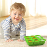 Opbergdoos voor babyvoeding, 9 vakken, met siliconen deksel, perfect voor zelfgemaakte babyvoeding, groenten, ijsblokjes, fruitpuree en moedermelk (groen)