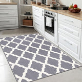 Glamour Collectie Vloerkleed met rubberen achterkant en elegant rasterontwerp, 100 x 150 cm, grijs.