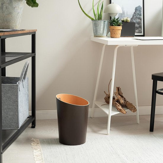 Prullenbak | Uniek ontwerp voor kantoor, slaapkamer, kinderkamer enz. | Bak van echt houtfineer | Bruin
