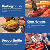 barbecuebestek, barbecueaccessoires, 25-delige accessoireset, professionele set, roestvrij staal, cadeaus voor mannen, met koffer voor grillrooster, premium