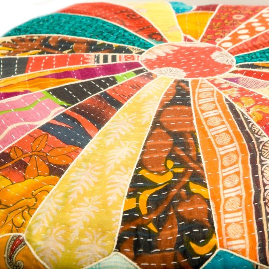 Bohemian Kruk Ottomaanse Hoes -60x20 cm - Luxe Kruk met Handgemaakte Kamerdecoratie voor Meditatie, Yoga en Boho Chic Zithoek Kruk