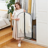 Kledingzakken, pak van 12 stuks, lang, 60 x 120/100 cm, zwarte rand, transparant, kostuumzak, kledinghoes, kostuumzak, avondjurk, bruidsjurk, mantels, overhemden, mottenbescherming, waterdicht, herbruikbaar