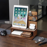 Telefoondockingstation, hout, cadeau voor mannen, Echtgenoot, vriend, bureau-organizer voor horloges, mobiele telefoon, tablet, bril, sleutels, portemonnee