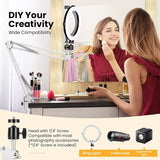 Mobiele telefoon scharnierarmhouder met smartphone-klem en 1/4 inch schroef lange mouwen mobiele telefoon houder scharnierarm Haterung (wit)