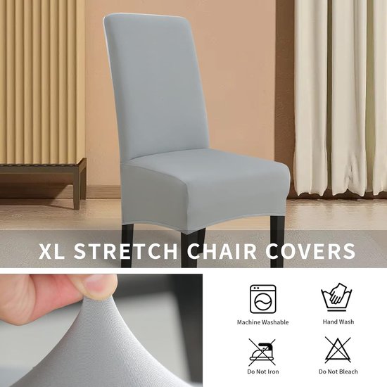 Stoelhoezen, XL, set van 4, stretch stoelhoezen, schommelstoelen, XL, voor eetkamerstoelen, spandex, universele stoelhoes, grote eetkamerstoel, hotelbanket, roet