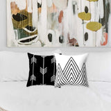Kussenhoezen, 4 stuks, 45 x 45 cm, geometrisch zwart-wit, kussensloop met geometrisch patroon, decoratieve kussensloop, voor bank, slaapkamer, woonkamer, wooncultuur