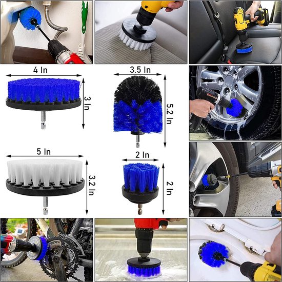 20 in 1 autoreinigingsset velgonderhoud met velgenborstel, autoonderhoudsset, borstel voor accuschroevendraaier, autowashandschoen, kleine staalborstel, polijstwas-applicatorpad, afstore reinigingsborstel
