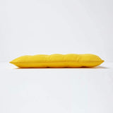 Set van 4 stoelkussens 40 x 40 cm, geel, zitkussen met bandjes en knoopsluiting, effen kussens voor stoelen met overtrek van 100% katoen en zachte polyester vulling