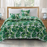 Sprei, quilt, bedsprei Tavira, 3-delige set met 2 kussenslopen 40 x 40 cm, keuze aan kleuren en maten (groen-wit-ecru - jungle, 220 x 240 cm)