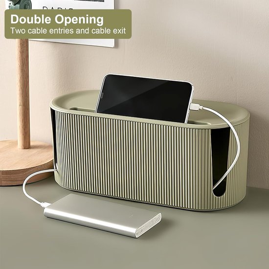 Kabelbox, kabelorganizer, box met deksel, kabelmanagement, ABS-kunststof, multifunctionele overspanningsbeveiliging voor kabels, stekkerstrips (groen)