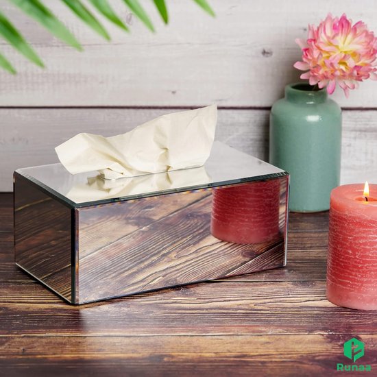Zakdoekdoos - Elegant spiegelacrylglasontwerp - 23,5 x 13,5 x 9,5 cm - Doos voor cosmetische tissues