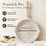 KASANOVA Wit 3-delige Pannenset,bestaande uit een pan van 20/24/28 cm,Niet-stick Kookgerei Set, Niet giftig,Compatibel met alle fornuizen