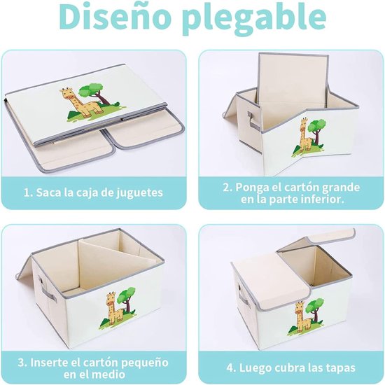 2 stuks opbergdozen voor kinderen met deksel, grote speelgoedkist, opbergkist met handgrepen, opvouwbare opbergdozen voor kinderkamer, boeken, kleding, speelgoed