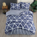 Stripe Beddengoed, 155 x 220 cm, blauw, ademend, renforcé beddengoedset met 1 dekbedovertrek van 155 x 220 cm en 1 kussensloop van 80 x 80 cm, beddengoed, blauw