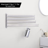 Swivelling Towel Rail 4 Arms Bathroom Stainless Steel Bath Towel Holder 50 cm 180° Rotation Brushed A2104S4L50-2