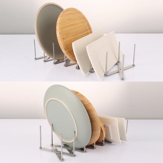 Set van 4 verstelbare potdekselhouders, roestvrijstalen dekselhouder, bordenhouder, multifunctionele spareribhouder, bordenstandaard voor keukengrill, 9 cm - 84 cm, in lengte verstelbaar