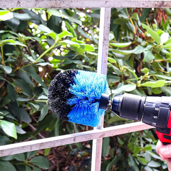 Krachtreinigingsborstels, 6-delige borstelopzetset, gezeste schacht, middelhard boorborstels voor tegels, keramiek, hout, kunststof, blauw middelhard, voor accu schroevendraaier en boormachine