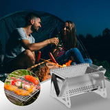 Campinggrill Vouwgrill, Houtskoolgrill Picknickgrill Roestvrij staal Draagbare Campinggrill Afneembare BBQ-grills voor buitentuinfeestpicknick voor 1-2 personen (21 x 16 x 12 cm)