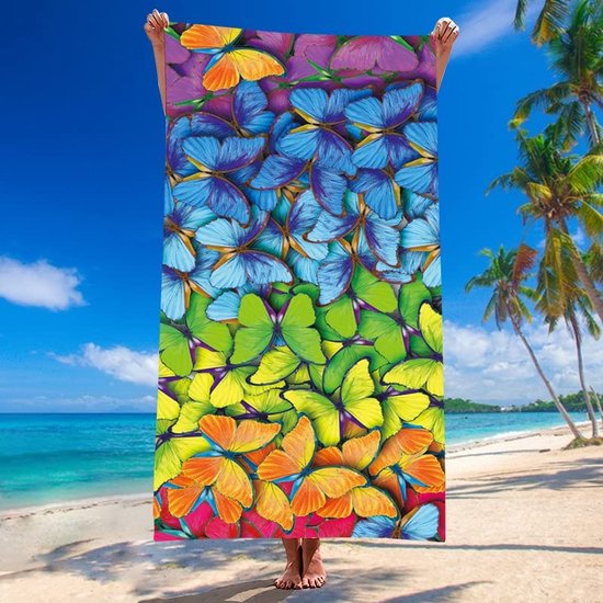 Strandlaken oversized vlinders XXXL 150x210 cm badhanddoek groot 100% microvezel handdoek stranddeken zomerhanddoeken