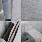 vilten bedcaddy organizer om op te hangen, nachtkastje, tas, bankbed, dik vilt met kabelsgaten, antislip, voor boek, tijdschriften, iPad, mobiele telefoon, afstandsbediening (grijs)