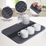 Siliconen spoelbakmat, spoelbakbescherming 43 x 32 cm, spoelbakmat 1 dikte cm, vaatwasmachinebestendig, hittebestendig en antislip, keuken-afdruiprek, beschermend inzetstuk, donkergrijs