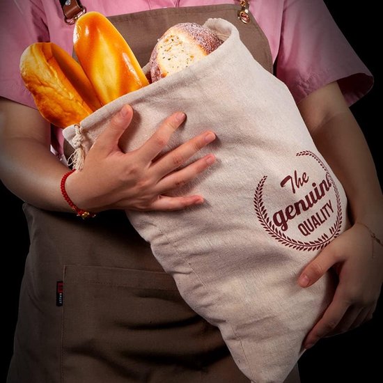 4 stuks linnen zakken, broodzakken, broodopbergzakken, stoffen linnen, herbruikbaar, met trekkoord, zakken voor brood, baguettes, zelfgebakken brood en andere levensmiddelen