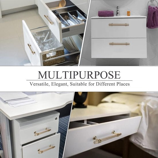 6 stuks T-meubelgrepen, 128 mm, keuken, gouden deurgrepen voor keuken, kastgrepen, ladegrepen, T-stanggreep, keukengrepen, kastgrepen, zinklegering, inclusief schroeven