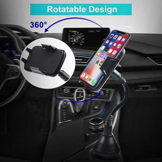 Universele telefoonhouder voor bekerhouder, blikjeshouder mobiele telefoon voor auto cup mount voor smartphones tot 8,4 cm, zwart