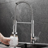 Keukenkraan met handdouche, 360° draaibaar, keukenkraan met veer, 2 straalsoorten.