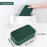 Klein reissieradenkistje, fluweel, voor meisjes en vrouwen, mini-sieradenorganizer, opslag voor ringen, oorbellen, halskettingen, armbanden, klein sieradenkistje, donkergroen