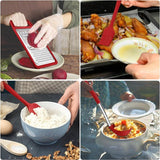 Keukengerei, 20-delige set met anti-aanbaklaag, siliconen keukengerei, hittebestendige kookgerei, keukenaccessoireset met gebruiksvoorwerpenhouder en roestvrijstalen handgreep, vaatwasmachinebestendig (rood)