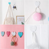 12 stuks zelfklevende haken, roestvrij staal, zelfklevende haken, kledinghaken, wandhaken, garderobehaken, kleurrijke plakhaken, hartvorm, wandhaken, zelfklevend, waterdicht zonder boren, kledinghaken, wandhaken, plakken