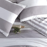 Still Beddengoed, 200 x 200 cm, grijs, ademend, renforcé beddengoedset met 1 dekbedovertrek van 200 x 200 cm en 2 kussenslopen van 80 x 80 cm, wit, grijs