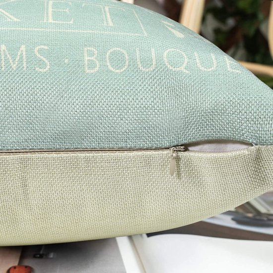 Outdoor kussensloop, waterdichte kussenslopen, 40 x 40 cm, bloemen kussenslopen, lente, vlinder, blauw, bloemen, kussensloop, patio, tuin, zomer, kussensloop, linnen, decoratief kussen, woondecoratie voor 4 stuks