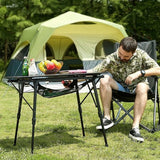 Campingtafel, opvouwbaar, in hoogte verstelbaar, klaptafel, aluminium, 90 x 53 cm, voor 4 personen, gemakkelijk op de camping, inklapbare vouwtafel