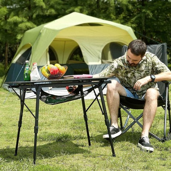 Campingtafel, opvouwbaar, in hoogte verstelbaar, klaptafel, aluminium, 90 x 53 cm, voor 4 personen, gemakkelijk op de camping, inklapbare vouwtafel