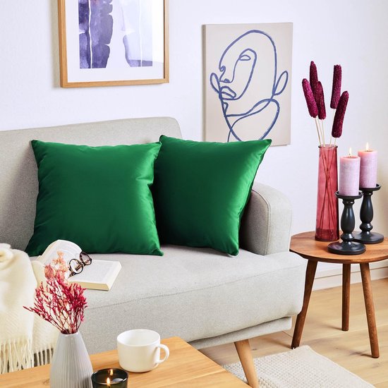 Set van 2 zachte fluwelen kussenhoezen, 40 x 60 cm, elegante fluwelen kussenslopen, botanisch groen