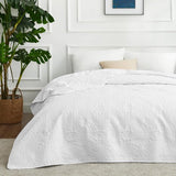 Sprei 220 x 240 cm, wit, ultrazacht bedsprei Lichtgewicht microvezel spreien Bedsprei 220 x 240 cm, moderne sprei met muntpatroon voor alle seizoenen (zonder kussensloop)