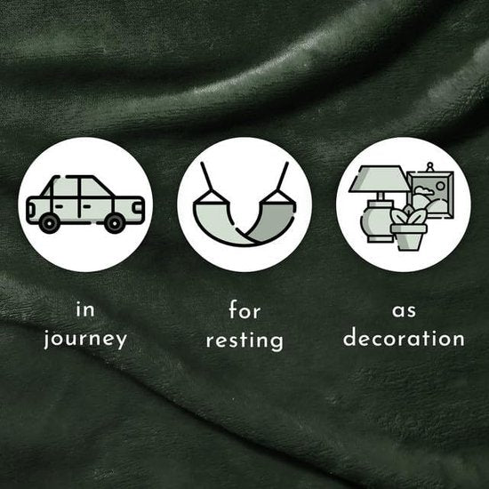 Deken voor bank, bed, knuffeldeken, zachte en warme bankovertrek, deken, sprei, wollig, 150 x 200 cm, dikke bankdeken, woondeken (flessengroen)