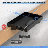 Inklapbaar nachtkastje, bedplank stapelbedrek voor studentenhuis, bedplank voor kinderen, met bekerhouder haken, 28,5 x 42 cm, zwart