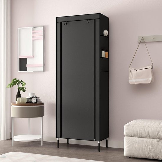 10 lagen 16 mm extra dikke staven stevige schoenenkast opbergorganizer standaard 58 x 28 x 170 cm met extra dikke Oxford stof stofdichte hoes houdt tot zwart