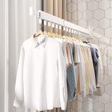 Uittrekbaar wandkledingrek, opvouwbaar intrekbaar draaibaar kledingrek met 18 haken, drievoudig kledingrek met handdoekhouder voor balkon, badkamer, slaapkamer