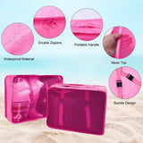 Kofferorganizerset, 8-delig, verpakkingsblokjes, waterdichte reiskledingzakken, inpakzakken voor koffer, kofferorganizer, reistas met make-uptasje, schoenentas, USB-kabeltas (rozerood)