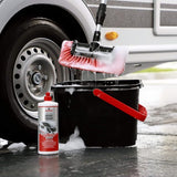 Telescopische wasborstel, autowasborstel voor caravan, auto, vrachtwagen, bus, bestelwagen, camper, telescoopsteel van 105-180 cm uittrekbaar, autowasborstel, reinigingsborstel