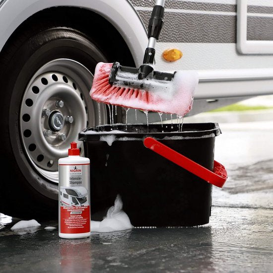 Telescopische wasborstel, autowasborstel voor caravan, auto, vrachtwagen, bus, bestelwagen, camper, telescoopsteel van 105-180 cm uittrekbaar, autowasborstel, reinigingsborstel