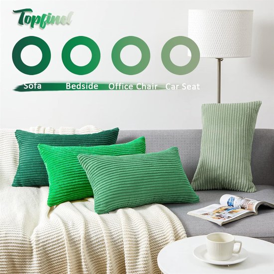 Kussensloop 30 x 50 cm groen set van 4 corduroy kussenslopen kussensloop decoratieve kussenhoes voor bank slaapkamer